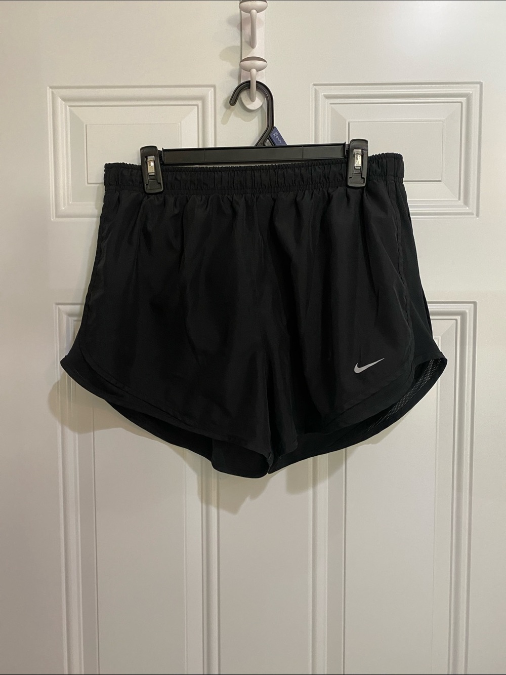 Nike Black Women's Athletic Shorts with White Swoosh